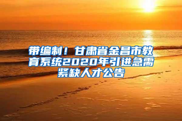 帶編制！甘肅省金昌市教育系統(tǒng)2020年引進急需緊缺人才公告