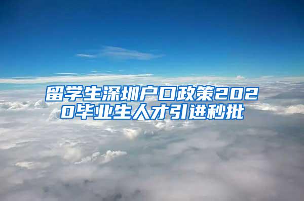 留學(xué)生深圳戶口政策2020畢業(yè)生人才引進(jìn)秒批