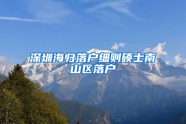 深圳海歸落戶細(xì)則碩士南山區(qū)落戶