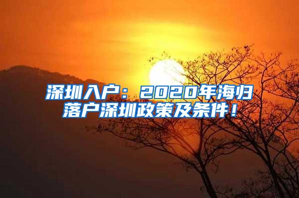 深圳入戶：2020年海歸落戶深圳政策及條件！