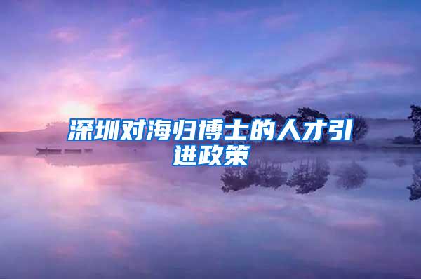 深圳對(duì)海歸博士的人才引進(jìn)政策