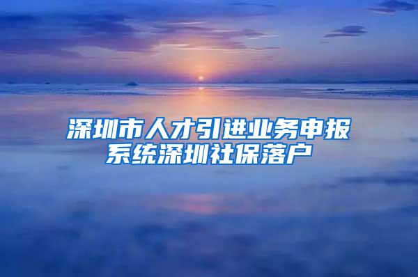 深圳市人才引進(jìn)業(yè)務(wù)申報(bào)系統(tǒng)深圳社保落戶