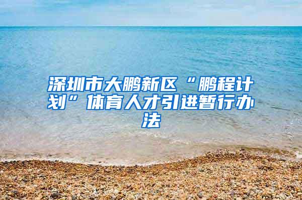 深圳市大鵬新區(qū)“鵬程計劃”體育人才引進暫行辦法