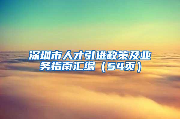 深圳市人才引進(jìn)政策及業(yè)務(wù)指南匯編（54頁）