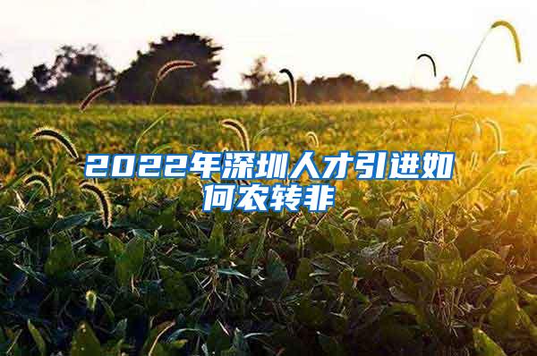 2022年深圳人才引進如何農(nóng)轉(zhuǎn)非