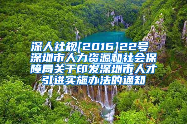 深人社規(guī)[2016]22號(hào) 深圳市人力資源和社會(huì)保障局關(guān)于印發(fā)深圳市人才引進(jìn)實(shí)施辦法的通知