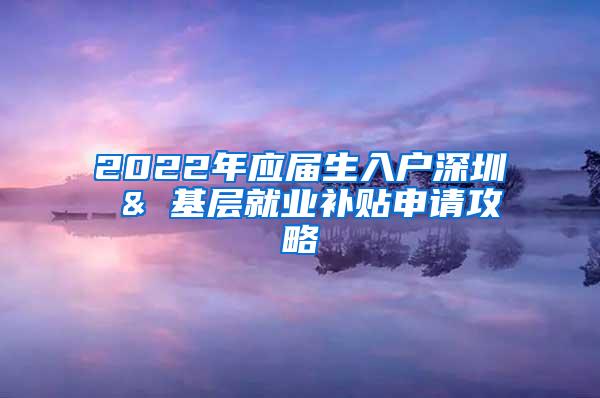 2022年應(yīng)屆生入戶深圳 & 基層就業(yè)補貼申請攻略