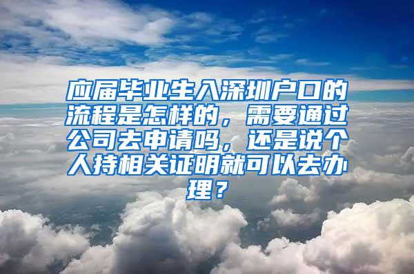 應(yīng)屆畢業(yè)生入深圳戶口的流程是怎樣的，需要通過公司去申請嗎，還是說個人持相關(guān)證明就可以去辦理？