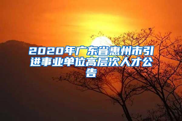 2020年廣東省惠州市引進(jìn)事業(yè)單位高層次人才公告