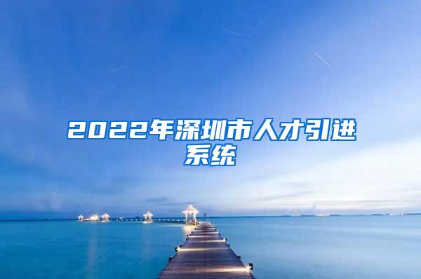 2022年深圳市人才引進(jìn)系統(tǒng)