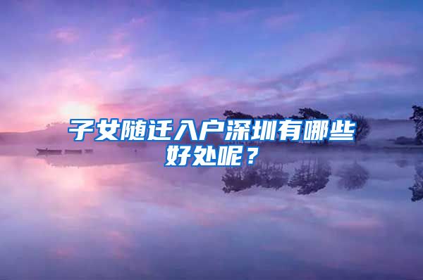 子女隨遷入戶深圳有哪些好處呢？