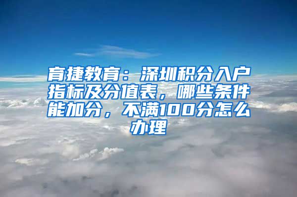 育捷教育：深圳積分入戶指標(biāo)及分值表，哪些條件能加分，不滿100分怎么辦理