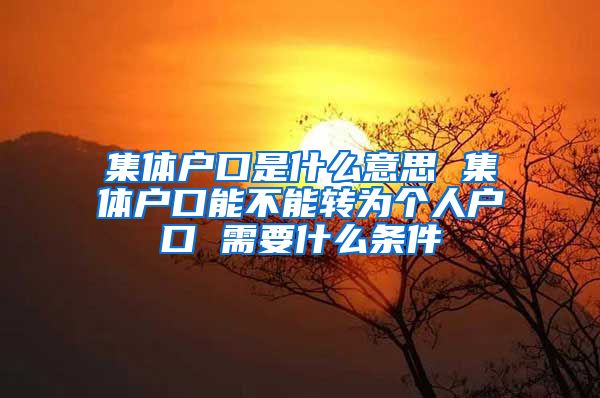 集體戶口是什么意思 集體戶口能不能轉(zhuǎn)為個(gè)人戶口 需要什么條件