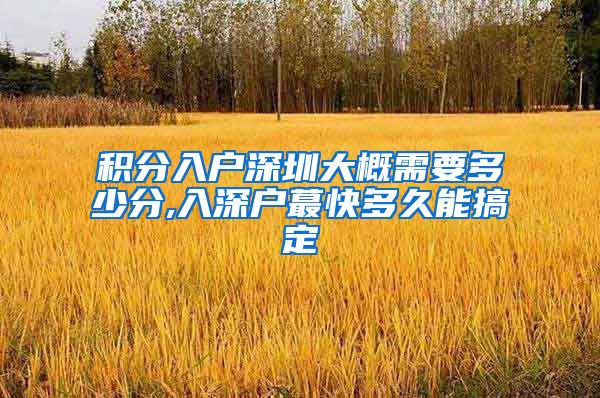 積分入戶深圳大概需要多少分,入深戶蕞快多久能搞定