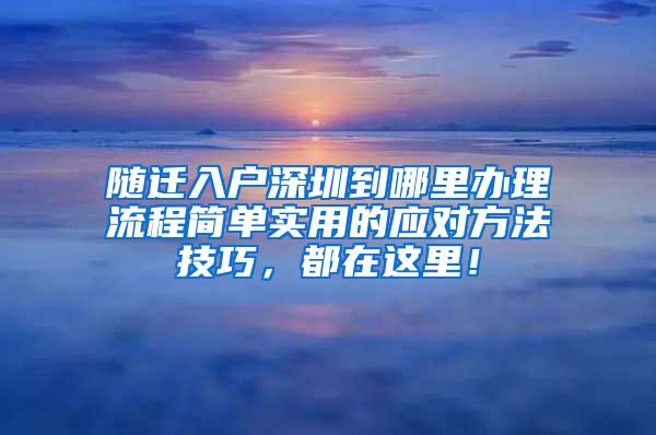 隨遷入戶深圳到哪里辦理流程簡單實用的應對方法技巧，都在這里！