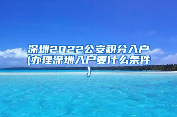 深圳2022公安積分入戶(辦理深圳入戶要什么條件)