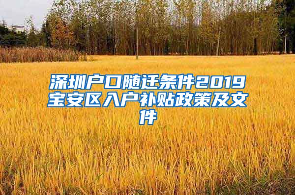 深圳戶口隨遷條件2019寶安區(qū)入戶補貼政策及文件