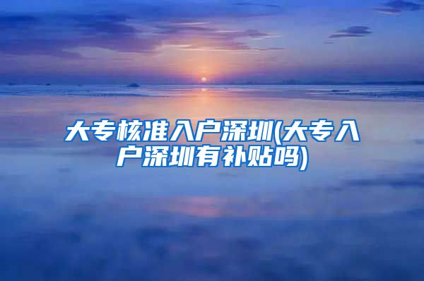 大專核準(zhǔn)入戶深圳(大專入戶深圳有補(bǔ)貼嗎)