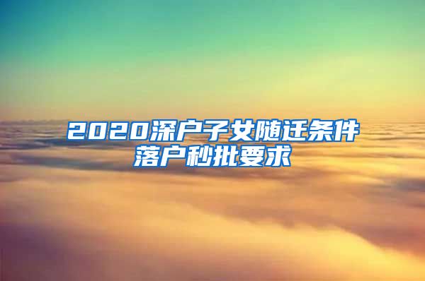 2020深戶子女隨遷條件落戶秒批要求