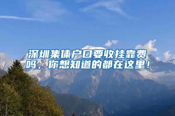 深圳集體戶口要收掛靠費嗎，你想知道的都在這里！