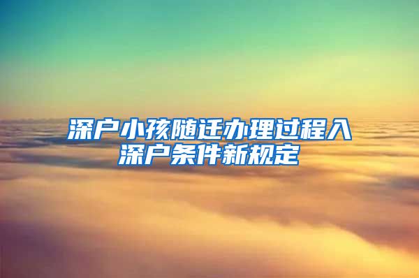 深戶小孩隨遷辦理過程入深戶條件新規(guī)定