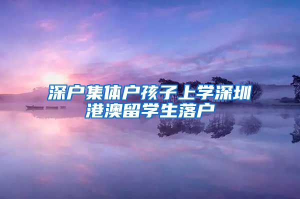 深戶集體戶孩子上學深圳港澳留學生落戶