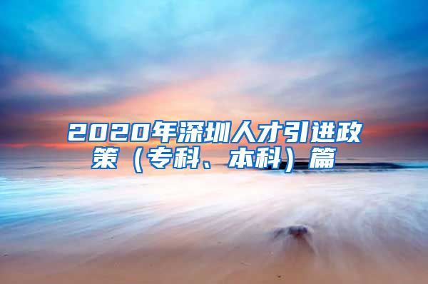 2020年深圳人才引進(jìn)政策（?？?、本科）篇