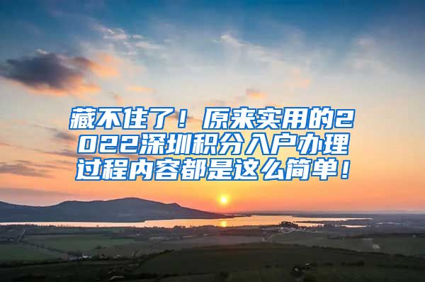 藏不住了！原來實用的2022深圳積分入戶辦理過程內容都是這么簡單！