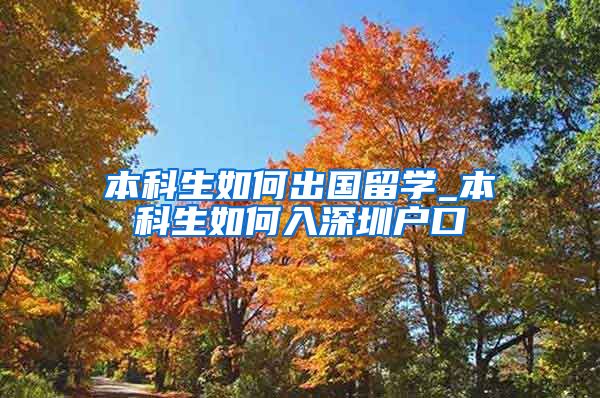 本科生如何出國留學_本科生如何入深圳戶口