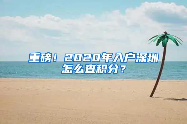 重磅！2020年入戶深圳怎么查積分？