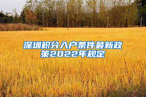 深圳積分入戶條件最新政策2022年規(guī)定