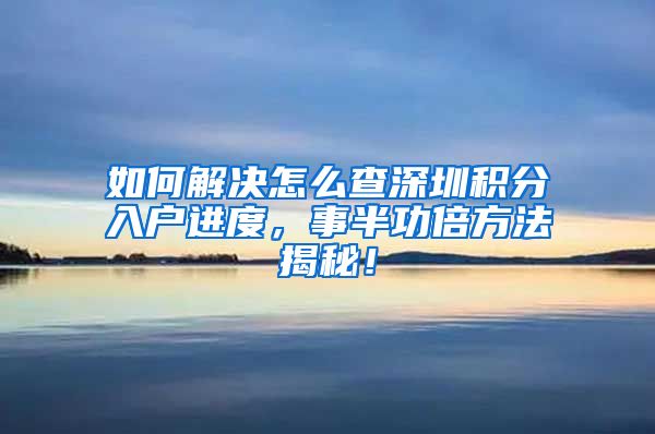 如何解決怎么查深圳積分入戶進(jìn)度，事半功倍方法揭秘！