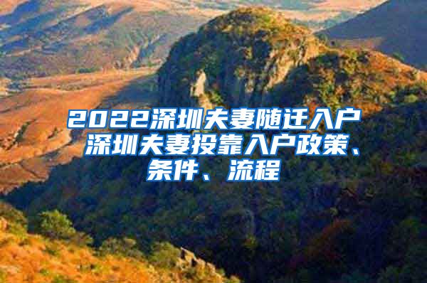 2022深圳夫妻隨遷入戶 深圳夫妻投靠入戶政策、條件、流程