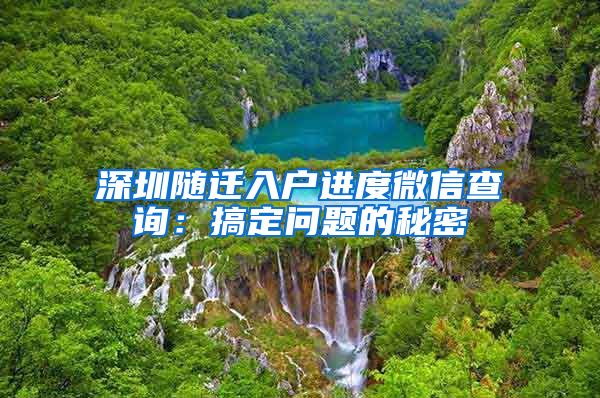 深圳隨遷入戶進(jìn)度微信查詢：搞定問題的秘密