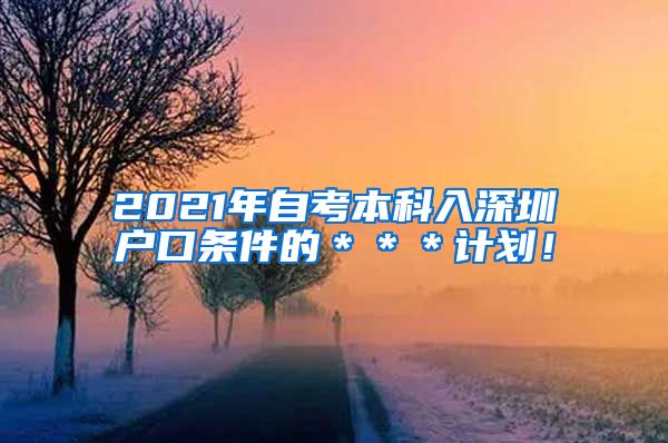 2021年自考本科入深圳戶口條件的＊＊＊計(jì)劃！