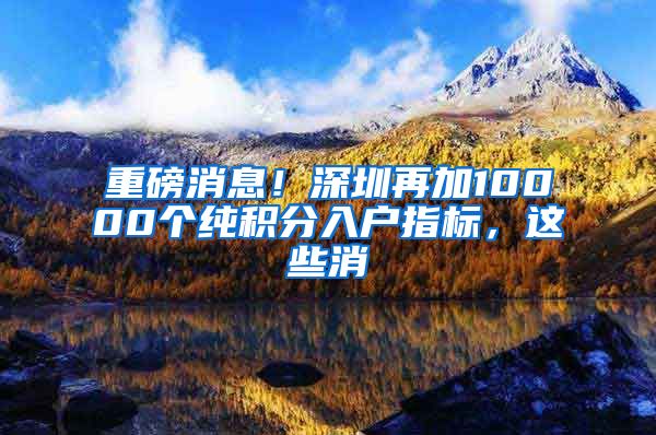 重磅消息！深圳再加10000個純積分入戶指標，這些消