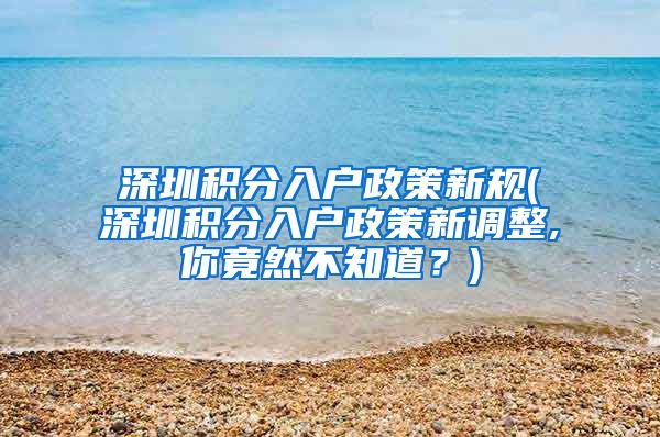 深圳積分入戶政策新規(guī)(深圳積分入戶政策新調(diào)整,你竟然不知道？)