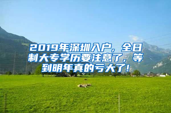 2019年深圳入戶, 全日制大專學(xué)歷要注意了, 等到明年真的虧大了!