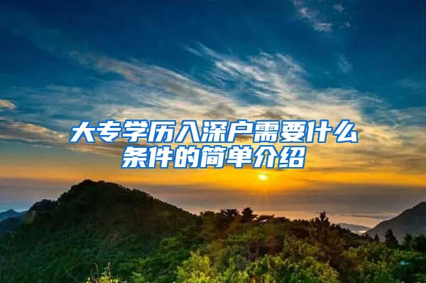 大專學歷入深戶需要什么條件的簡單介紹