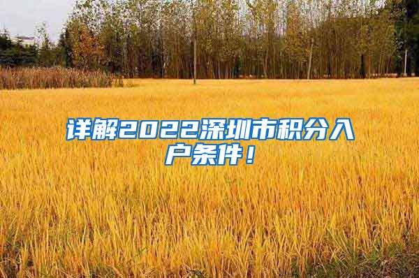 詳解2022深圳市積分入戶條件！