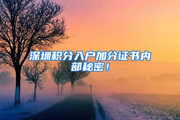 深圳積分入戶加分證書內(nèi)部秘密！