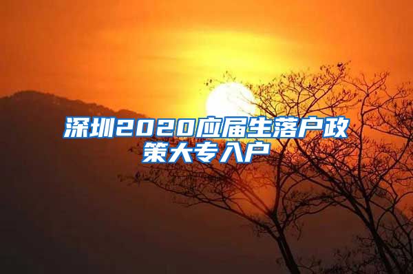 深圳2020應(yīng)屆生落戶政策大專入戶