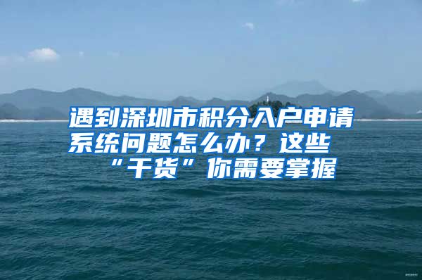 遇到深圳市積分入戶申請(qǐng)系統(tǒng)問(wèn)題怎么辦？這些“干貨”你需要掌握