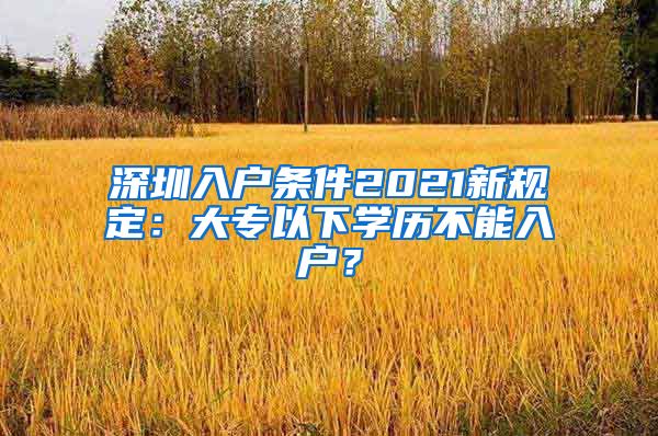 深圳入戶條件2021新規(guī)定：大專以下學歷不能入戶？