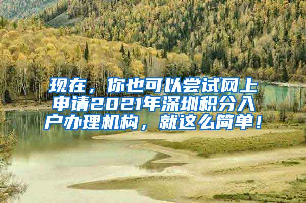 現(xiàn)在，你也可以嘗試網(wǎng)上申請(qǐng)2021年深圳積分入戶辦理機(jī)構(gòu)，就這么簡單！