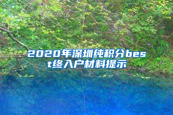 2020年深圳純積分best終入戶材料提示