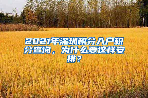 2021年深圳積分入戶積分查詢，為什么要這樣安排？