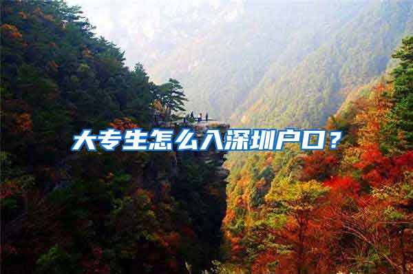 大專生怎么入深圳戶口？