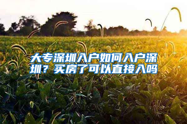 大專深圳入戶如何入戶深圳？買房了可以直接入嗎