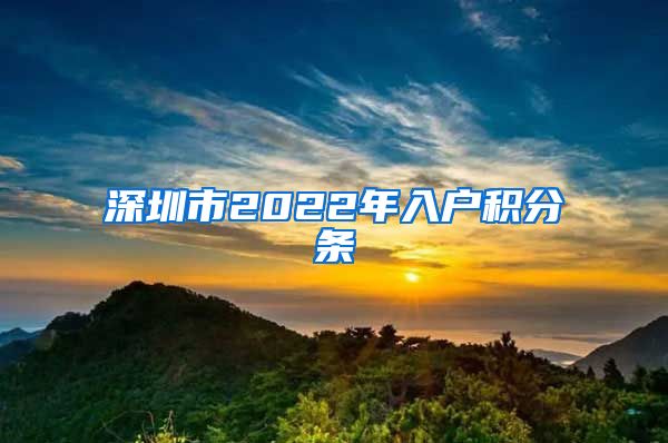 深圳市2022年入戶積分條